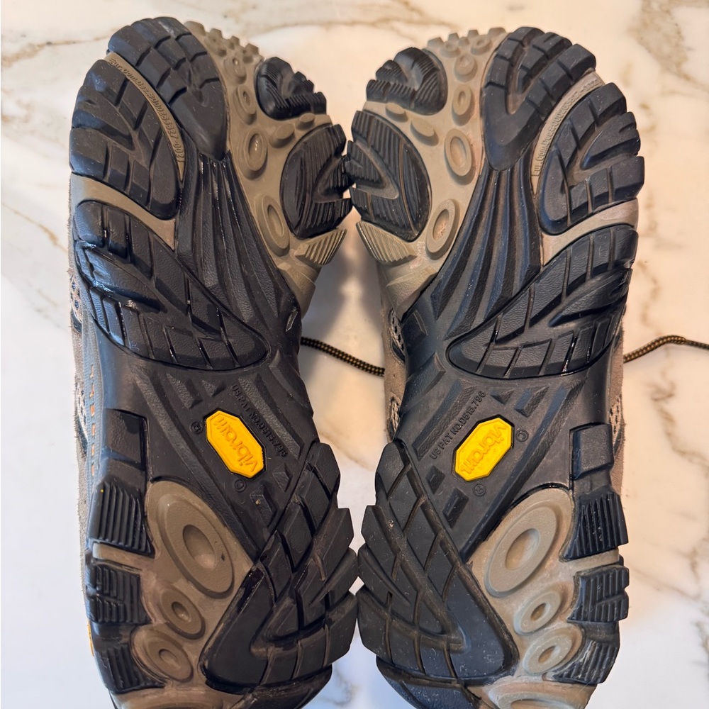 Merrell Men's Moab Ventilator Walnut Gray and Orange Trail Hiking Shoes - Picture 7 of 8